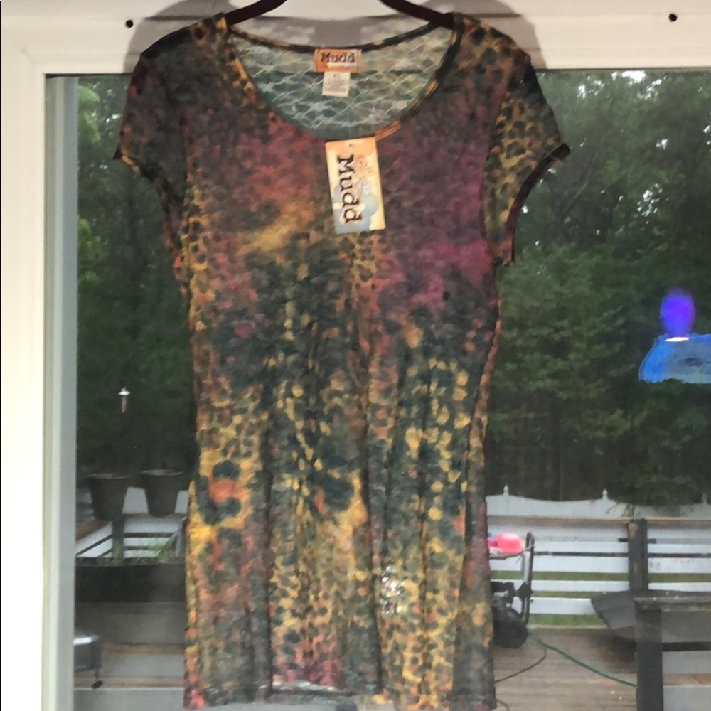 Mudd sheer lace multi-colored top